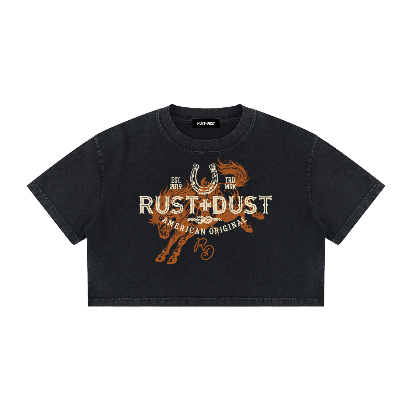 LUCKY LOU 306 Mineral Wash Crop T-Shirt