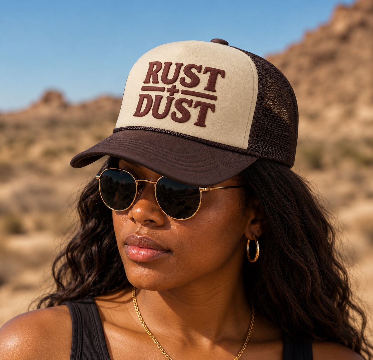 380 Trucker Hat: BROWN CREAM
