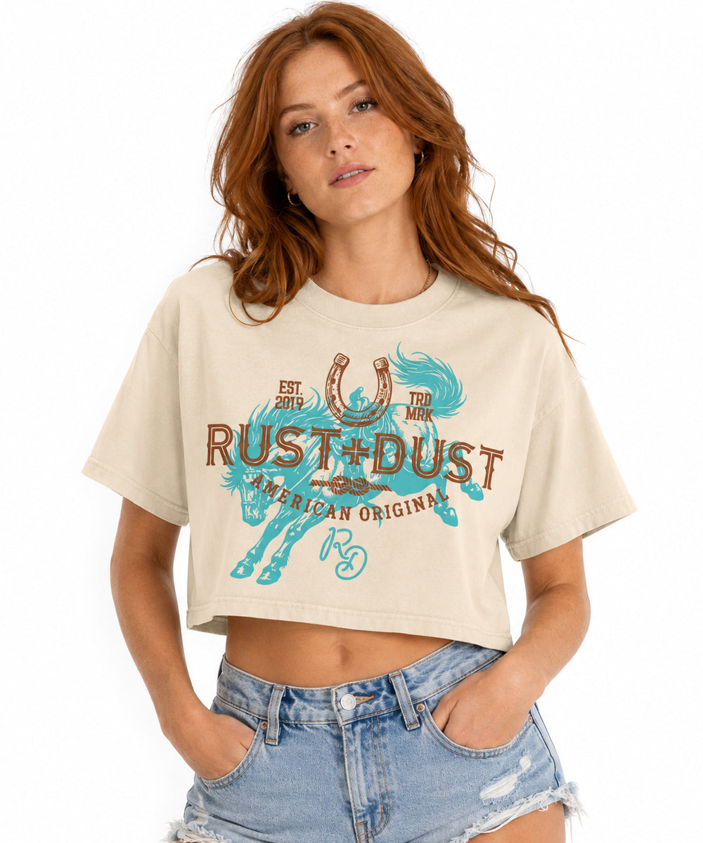 LUCKY LOU 306 Mineral Wash Crop T-Shirt