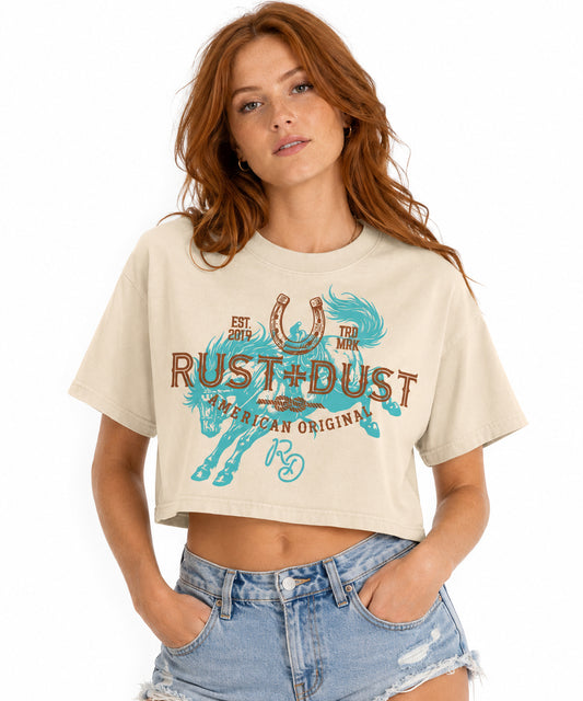 LUCKY LOU 306 Mineral Wash Crop T-Shirt